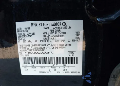 2020 Ford Explorer St z USA, uszkodzony, nr VIN 1FM5K8GC2LGA23172